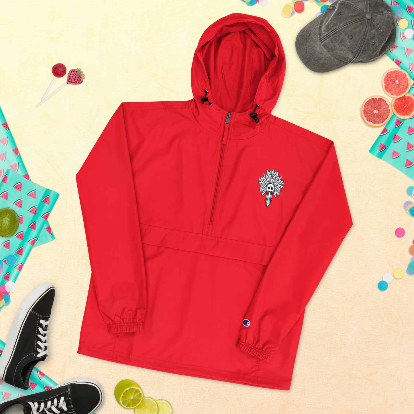Embroidered Tiki Packable Jacket